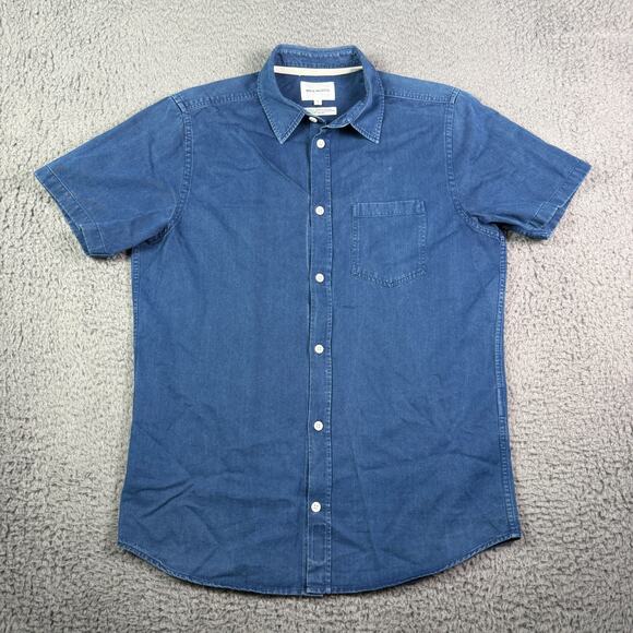 Norse Projects Shirt Mens S Blue Anton Denim Short Sleeve Casual Pocket - Picture 2 of 10